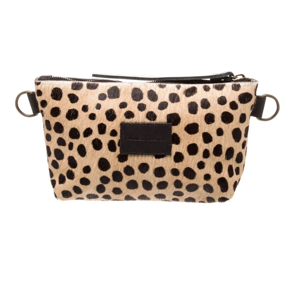 Leopard Print Cosmetic Pouch - Black and Cream